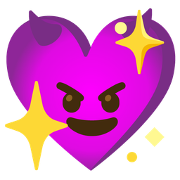 smiling face with horns and sparkling heart