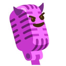 smiling face with horns and studio microphone