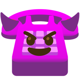 smiling face with horns and telephone
