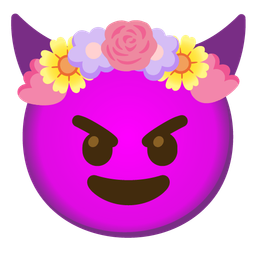 smiling face with horns and tulip