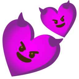 smiling face with horns and two hearts