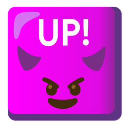 smiling face with horns and UP! button