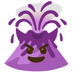 smiling face with horns and volcano