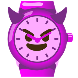 smiling face with horns and watch