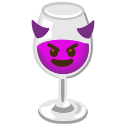 smiling face with horns and wine glass
