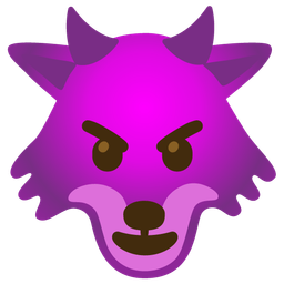 smiling face with horns and wolf