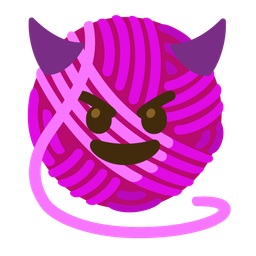 smiling face with horns and yarn