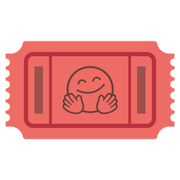 smiling face with open hands and admission tickets