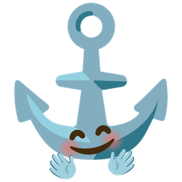 smiling face with open hands and anchor