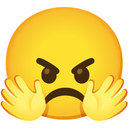 smiling face with open hands and angry face