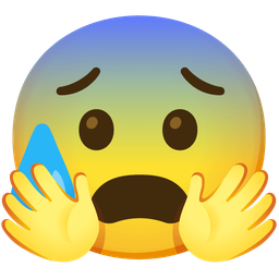 smiling face with open hands and anxious face with sweat