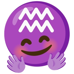 smiling face with open hands and Aquarius