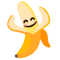 smiling face with open hands and banana