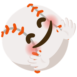 smiling face with open hands and baseball