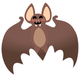 smiling face with open hands and bat