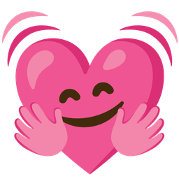 smiling face with open hands and beating heart