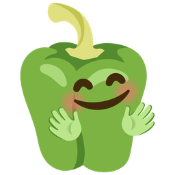 smiling face with open hands and bell pepper