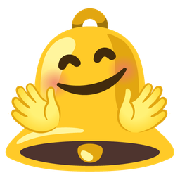 smiling face with open hands and bell