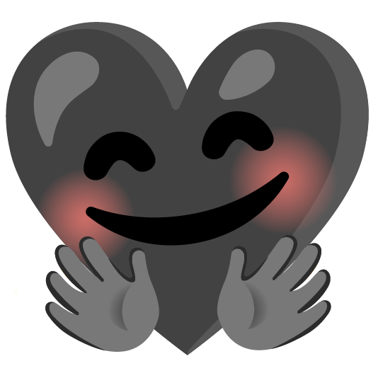 Smiling face with open hands and Black heart