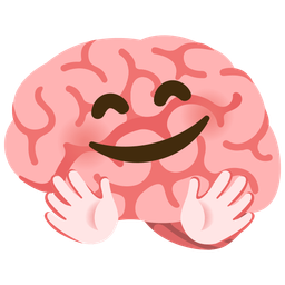 smiling face with open hands and brain