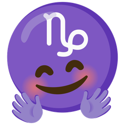 smiling face with open hands and Capricorn