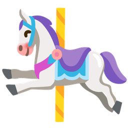 smiling face with open hands and carousel horse