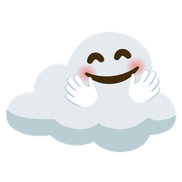 smiling face with open hands and cloud