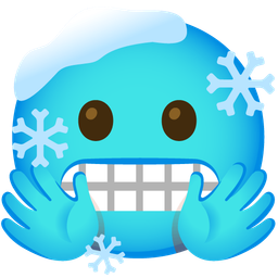 smiling face with open hands and cold face