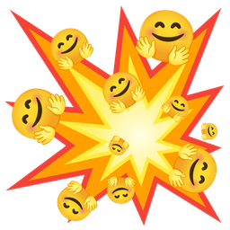 smiling face with open hands and collision