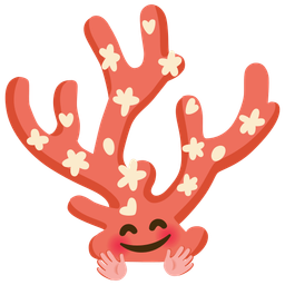 smiling face with open hands and coral