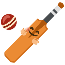 smiling face with open hands and cricket game