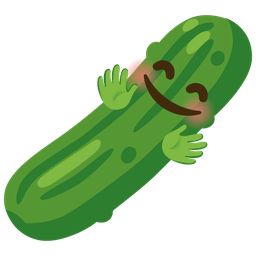 smiling face with open hands and cucumber