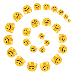 smiling face with open hands and cyclone