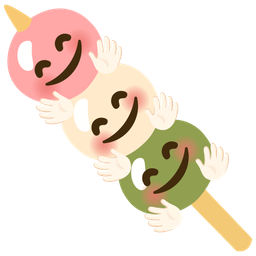 smiling face with open hands and dango