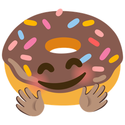 smiling face with open hands and doughnut