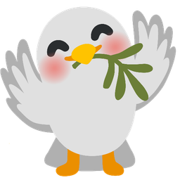 smiling face with open hands and dove