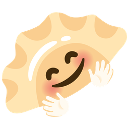smiling face with open hands and dumpling