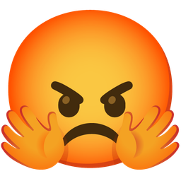 smiling face with open hands and enraged face