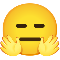 smiling face with open hands and expressionless face