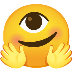 smiling face with open hands and eye