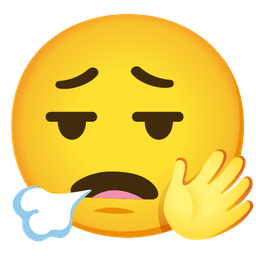 smiling face with open hands and face exhaling