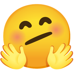 smiling face with open hands and face with diagonal mouth