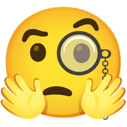 smiling face with open hands and face with monocle