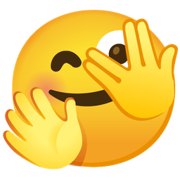 smiling face with open hands and face with peeking eye