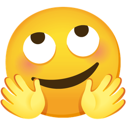 smiling face with open hands and face with rolling eyes