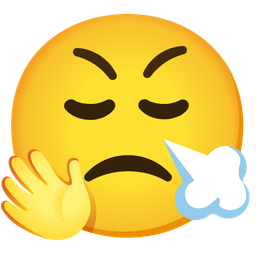 smiling face with open hands and face with steam from nose