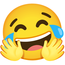 Smiling face with open hands and Face with tears of joy