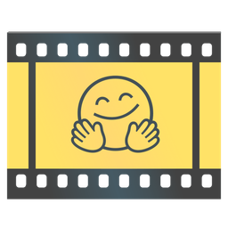 smiling face with open hands and film frames