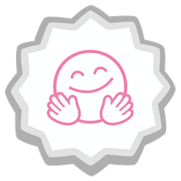 smiling face with open hands and fish cake with swirl