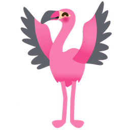 smiling face with open hands and flamingo